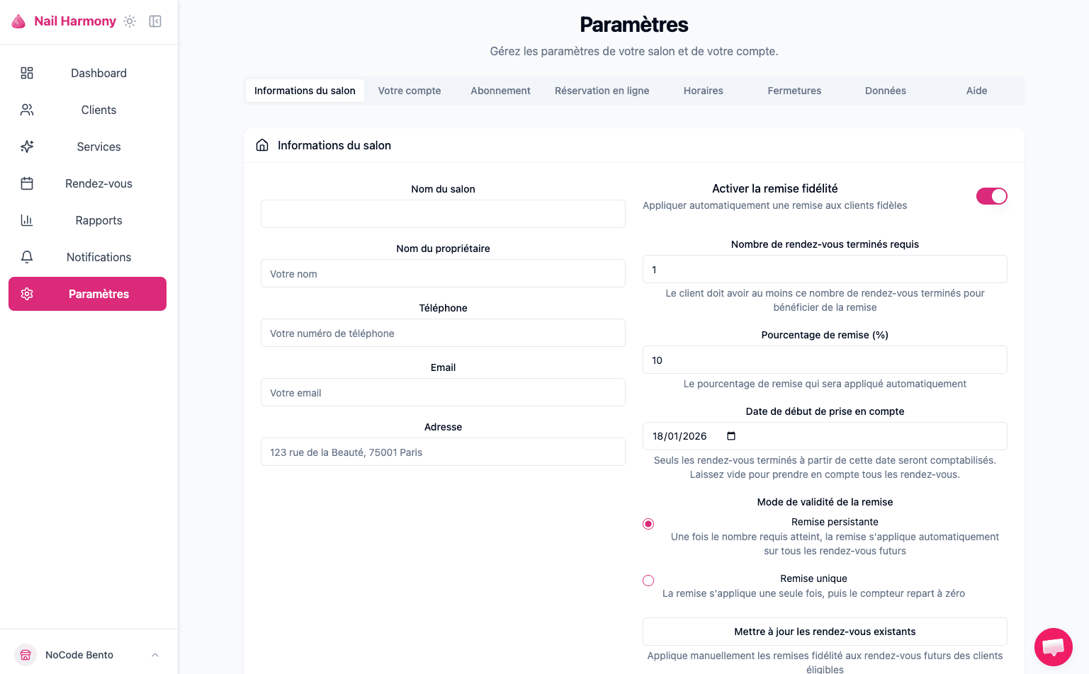 Programme de fidélité