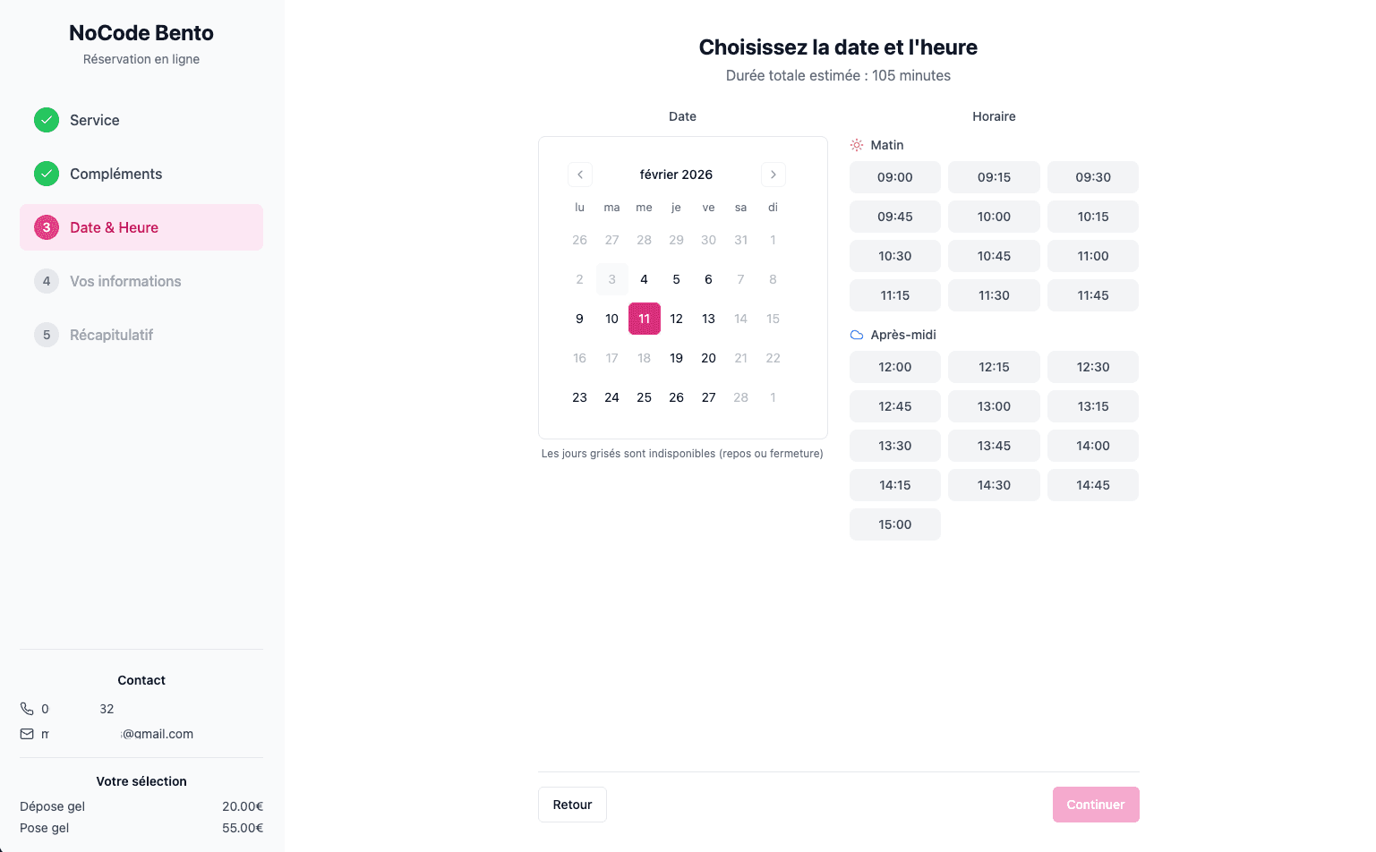 Réservation en ligne