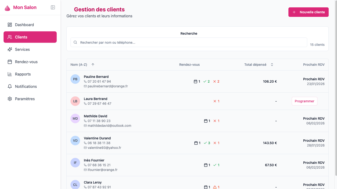 Gestion des clients
