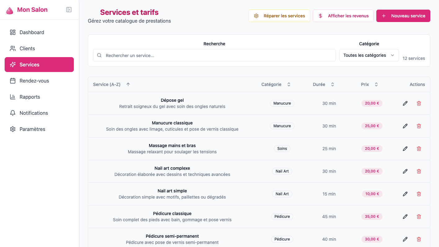Catalogue de services